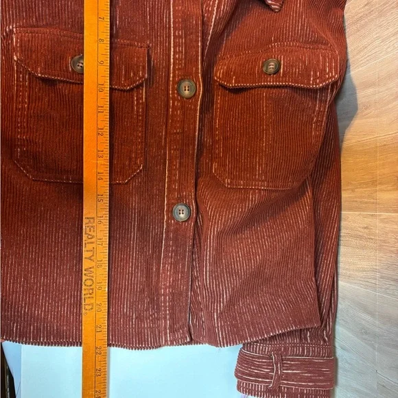 Avec Les Filles Terracotta Burnt Orange Corduroy Utility Jacket Shacket NWT - Picture 10 of 12